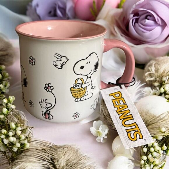 Peanuts Other - Peanuts HOPPY EASTER Snoopy, Woodstock, and bunnies 21 oz Ceramic Mug - NWT